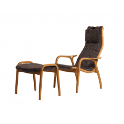 LAMINO Fåtölj + pall, ek/espresso
