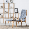 LAMINO Fåtölj + pall, bok/scandinavian grey/sahara